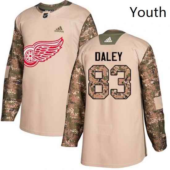 Youth Adidas Detroit Red Wings 83 Trevor Daley Authentic Camo Veterans Day Practice NHL Jersey